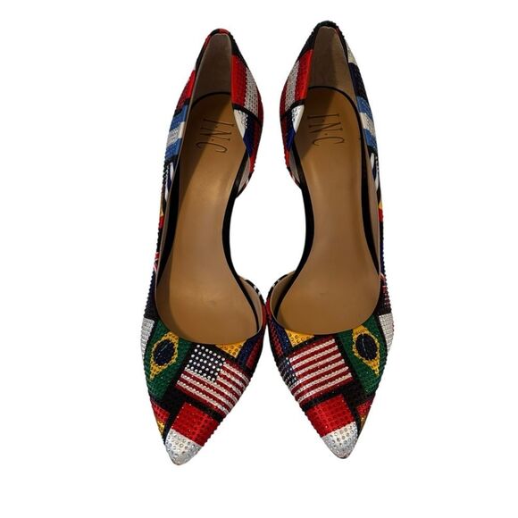 INC Multi-Colored Sequined International Flag Stilettos in Ladies Size 9. - Picture 1 of 6